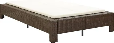 Obrázok produktu pre vidaXL Lehátko pre 2 osoby s vankúšom Brown Poly Rattan