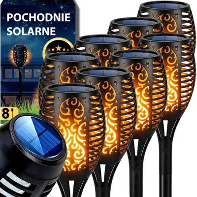 Produktbild von 8er Set Solarleuchten Garten LED Fackel mit Flammeneffekt – Wasserdichte Stecklampen für Garten und Terrasse