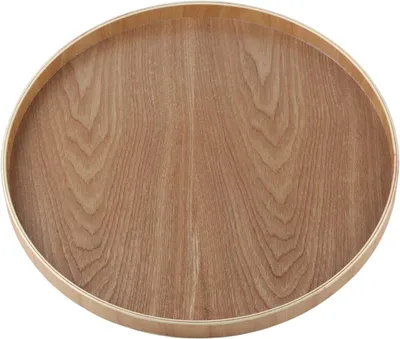Produktbild von Rundes Holz-Serviertablett für Tee, Kaffee und Speisen – schlicht und elegant für den Gebrauch zu Hause und im Restaurant (Holzfarbe)