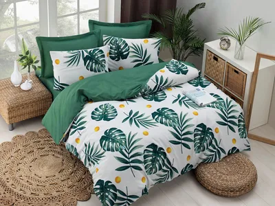Produktbild von L'Essentiel Linge de Maison, Monstera - Green, Bettwäschen, Grün, Baumwolle, 135 x 200 cm