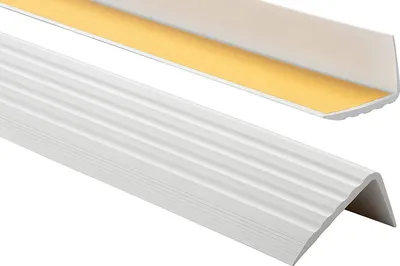 Produktbild von ProfiPVC Treppenkantenprofil Selbstklebend aus PVC Winkelprofil Kantenschutz Anti-Rutsch Treppenkanten-Schutzprofil 41x25mm 0,8m, Hellgrau