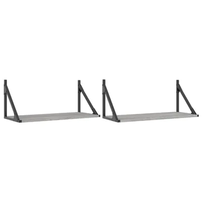 Obrázok produktu pre Nástenné police 2 ks sivé sonoma 60x25x25,5 cm kompozitné drevo
