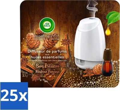 Produktbild von Air Wick Essential Mist – Starter-Set – Edelholz – 20 ml - Vorteilspack - 25 Stücke