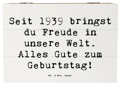 Produktbild von Mr. & Mrs. Panda Kiste Spruch 1939 Geburtstag Freude 22 x 15 cm - Weiß - Geschenk, Happy Birthday, Alter, geschenkkiste, Jahr, Truhe, feiern, fotobox, Box, geboren