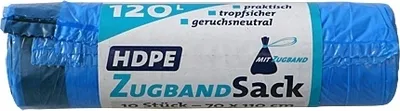 Produktbild von Zugbandsäcke 120 L blau, 10 Stück auf Rolle / Nordio Müllsäcke / Abfallsäcke