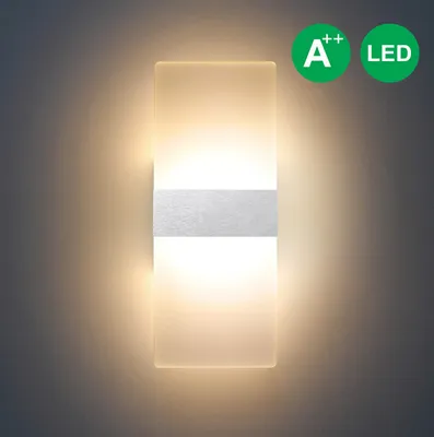 Immagine prodotto di Fiqops LED applique da parete per interni/esterni lampada da parete moderna illuminazione da parete scala corridoio bianco caldo 12W