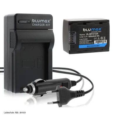 Produktbild von 1x Akku + Lader für Samsung BP-210R HMX-H300BN, H300BP, H400BP 1800 mAh
