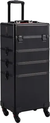 Produktbild von Alu Make-up Koffer Trolley 4-in-1 Kosmetikkoffer Beauty Case Transportkoffer 34 x 25,5 x 80,5 cm