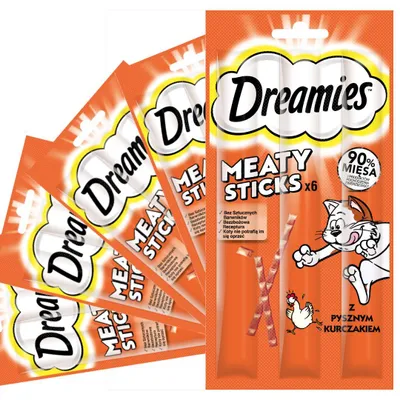 Zdjęcie produktu dla Przysmak Dreamies 5x30g Karma Uzupełniająca Dla Dorosłych Kotów Pałeczki Z Kurczakiem