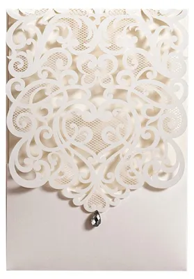 20 weiße Hochzeitseinladungen mit Laserschnitt, Rosen, Strass und Umschlägen