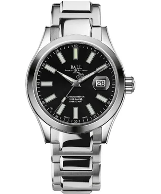 Image de Montre automatique pour homme en argent, Ball RR1103-C (base : ETA 2824-2), suisse, réserve de marche de 38 heures, 25 rubis, chronomètre