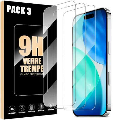 Image de Pack-3 Verre Trempé pour iPhone 17 - Protection d'écran Transparent 9H Antichoc Anti-Rayures