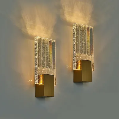 Kristall-Wandleuchte, gold, 2er-Set, LED, 3 Farbmodi