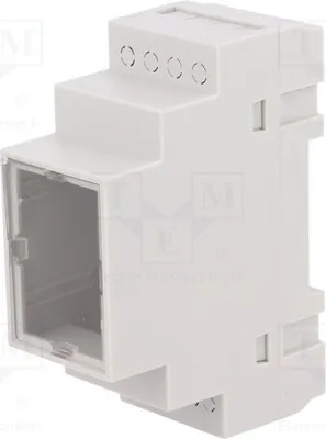Image de 1 x Boîtier : pour rail DIN. Dimensions : Y : 90 mm, X : 35 mm, Z : 65 mm. Matériau : polystyrène, couleur grise. Référence : Z106JFP PS