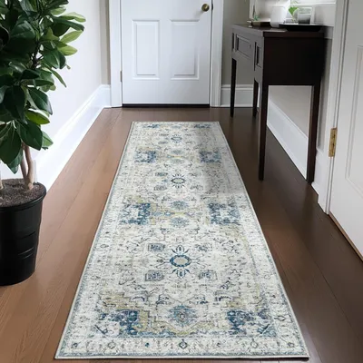 Imagen del producto de Alfombra de estilo vintage con estampado floral, 60 x 210 cm