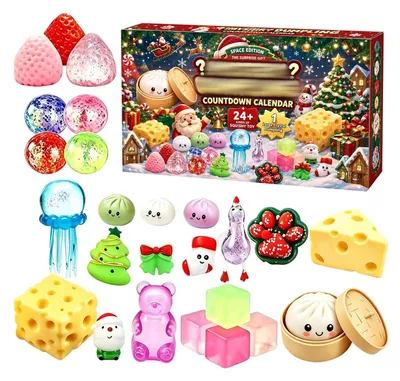 Obrázek produktu pro Squishy Vánoce Adventní Kalendář 2026 Kalendář 24 Dní Vánoční Kalendář s Odpočtem Univerzální Velikost A8