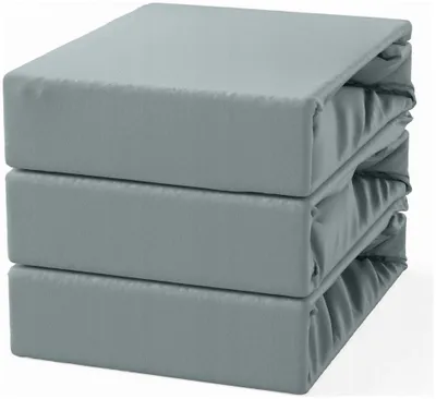 Produktbild von Baumwoll-Spannbettlaken 180x200 Grau Stahl