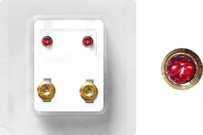 Produktbild von Erstohrstecker Chirurgenstahl vergoldet Sterile Ohrstecker Zarge mit Stein in pink 4mm