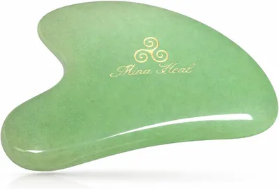 Productafbeelding van Gua Sha gezichtsbehandeling met jade steen voor lymfatische massage, huiddetox en revitalisering, vermindering van rimpels en anti-aging effect