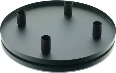 Produktbild von Tablett Schwarz mit 4 Magnet-Stabkerzenhaltern Ø 30 cm - Metall