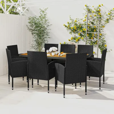 Produktbild von The Living Store 9-tlg. Garten-Essgruppe Poly Rattan Schwarz