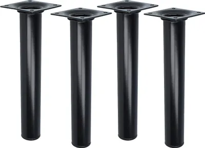 Produktbild von Schwarze Möbelbeine 4er Set rund ø 30mm Möbelfüße 200mm Tischbeine Möbelstützen M10 Gewindegang
