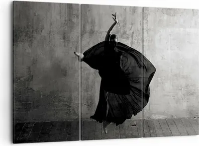 Produktbild von Bild auf Leinwand - Leinwandbild - 3 Teile - Tanz Schwarz Kleid - 105x70cm - Wand Bild - Wanddeko - Wandbilder - Leinwanddruck - Bilder - Wanddekoration - Leinwand bilder - Wandbild - CE105x70-4536