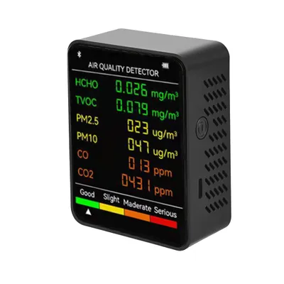 Zdjęcie produktu dla 6 w 1 CO2 Detektor dwutlenku węgla Miernik CO2 PM2.5 PM10 HCHO TVOC CO2 Inteligentny monitor jakości powietrza Analizator powietrza CO2 Cyfrowy do domu i biura - czarny