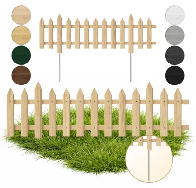 Produktbild von Floranica 1 STK 100 x 20 cm Unbehandelt mit Metallpfosten Gartenzaun Vorgartenzaun Steckzaun Zierzaun Lattenzaun