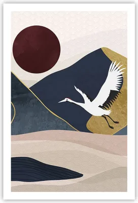 Produktbild von Poster - Poster ohne Rahmen - Kraniche Berge Sonne - 61x91,5 cm - Wand Bild - Wanddeko - Wandbilder - Kunstposter - Wandposter - Bilder - Kunstdruck - Wanddekoration - Wandbild - P2XPA61x91-4785