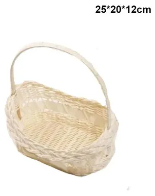Produktbild von Handgeflochtener Rattan Aufbewahrungskorb - 25×20×12 cm - Hochzeits- und Blumenkorb mit Griff - Kleiner Dekokorb zur Aufbewahrung