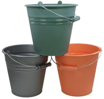 Produktbild von Eimer 7 Liter Zinkoptik mit Metallbügel+Holzgriff