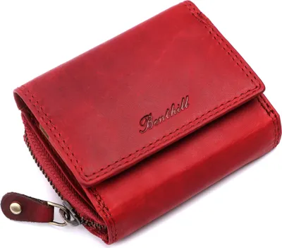 Produktbild von Benthill Kleine Geldbörse Leder RFID | Minibörse mit Münzfach & Scheinfach | Damen & Herren Mini Portemonnaie Echt Leder inkl. Geschenkbox