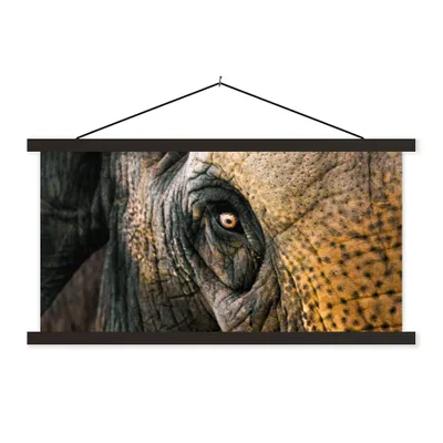 Produktbild von MuchoWow® Textilposter Elefant - Nahaufnahme - Tiere - Natur 120x60 cm mit schwarzem Rahmen - Dekoration Schlafzimmer