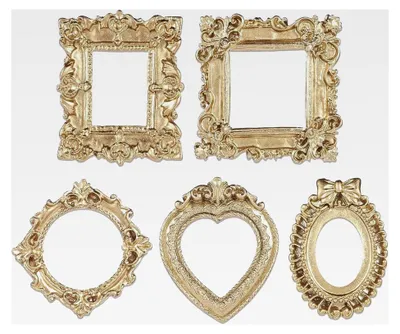 Produktbild von Goldene Mini-Rahmen - 5 Teile Vintage Schreibtischdekoration | Wandfotorahmen | Deko für Wohnzimmer, Schlafzimmer, Homeoffice, Arbeitszimmer, Kinderzimmer, Studentenzimmer, Schminktisch, Nachttisch