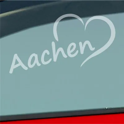 Produktbild von Auto Aufkleber Aachen Herz Stadt City Love Liebe Heart 15,5x8 cm Milchglas Sticker Heckscheibenaufkleber