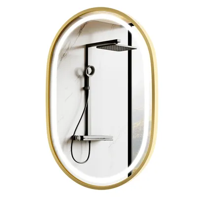 Produktbild von OKWISH Ovaler Spiegel Wandspiegel, ovaler Badezimmerspiegel, Wandspiegel im minimalistischen Design , Gold  – 61 x 91 cm