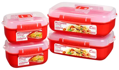 Obrázek produktu pro Sistema Sada nádob na uchovávání potravin v mikrovlnné troubě | 4 kusy