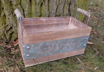 Produktbild von Holzkiste Kräuter Kräuterkiste Pflanzkiste Holz braun 25 x 13 cm