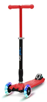 Produktbild von fun pro TWO Kinder Roller – Für Kinder ab 5 Jahre, 2-Rad Vorderachse, Klappbar & Höhenverstellbar, LED-Räder, Schwerkraftlenkung, Bis 80 kg, Scooter Kinder, Rot