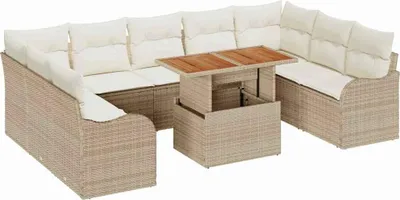 Immagine prodotto di vidaXL Set di divani da giardino con cuscini 10 pezzi Beige e crema