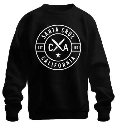 Zdjęcie produktu dla Santa Cruz California Surfbrett Surfen Surfer Vintage Strand 1971 Uni Bluza Pullover, Schwarz, S