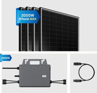 Produktbild von Balkonkraftwerk 2000W  Komplettset mit 4*500Wp Bifaziale PV-Modulen und 2000W TSUN Mikro-Wechselrichter