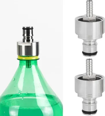 Produktbild von 2Pcs Edelstahl Karbonisierung Kappe mit 5/16in Barb Ball Lock Typ Fit Soft Drink PET-Flaschen