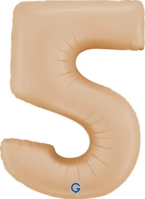 Image de Ballon en aluminium géant 40"/102 cm | Satin Nude Chiffre : 5