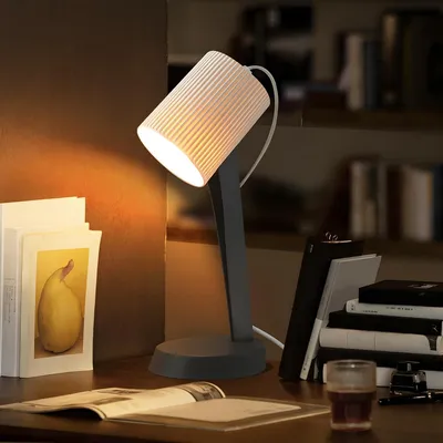 Image de ZMH Lampe de chevet Set de 2 lampes de table Salon Lampe de table avec câble Gris foncé E14 Lampes de table Style campagnard moderne pour table à manger Chambre à coucher
