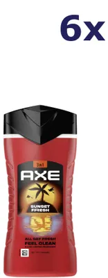 Produktbild von 6x Axe 3-in-1 Douchegel Sunset Fresh 250 ml