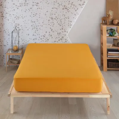 Produktbild von Vency Premium Jersey Spannbettlaken 100x200cm Senfgelb - Spannbetttuch 100% Baumwolle, Bettlaken 100x200 Bis 35 cm Matratzenhöhe, Senfgelb, 100x200 cm