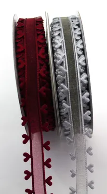 Organza-Band mit Herzen, 2 x 10 m, 15 mm, Dekoband