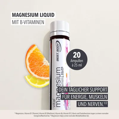 Produktbild von Best Body Nutrition - Magnesium Vitamin Ampullen - Tropical - 20 Ampullen à 25 ml